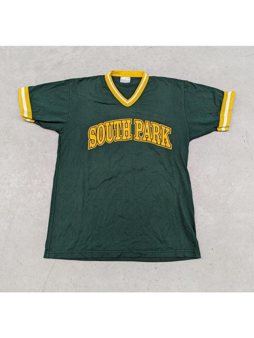 Vintage 90s "South Park" Green and Yellow Ringer t-shirt